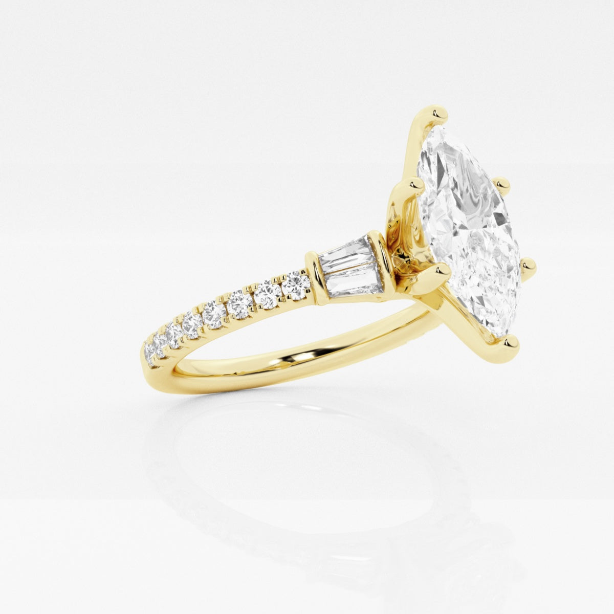 Naomi - Double Baguette Side Stones Engagement Ring