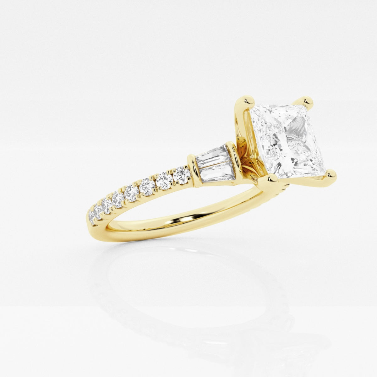 Naomi - Double Baguette Side Stones Engagement Ring