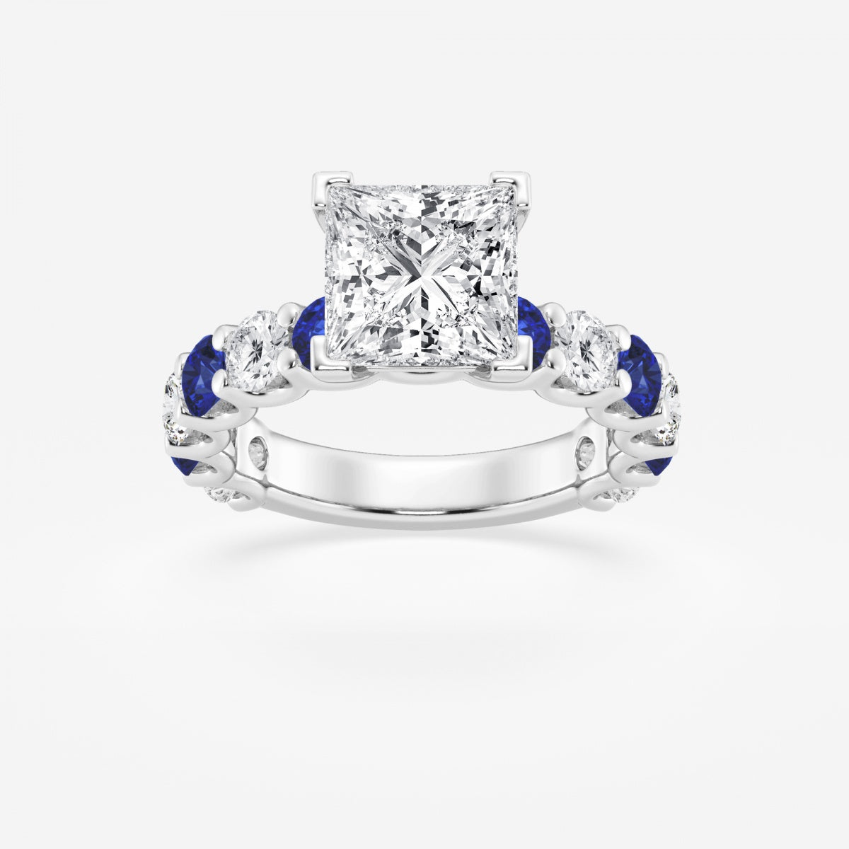 Nova - Sapphire & Princess Accents Engagement Ring