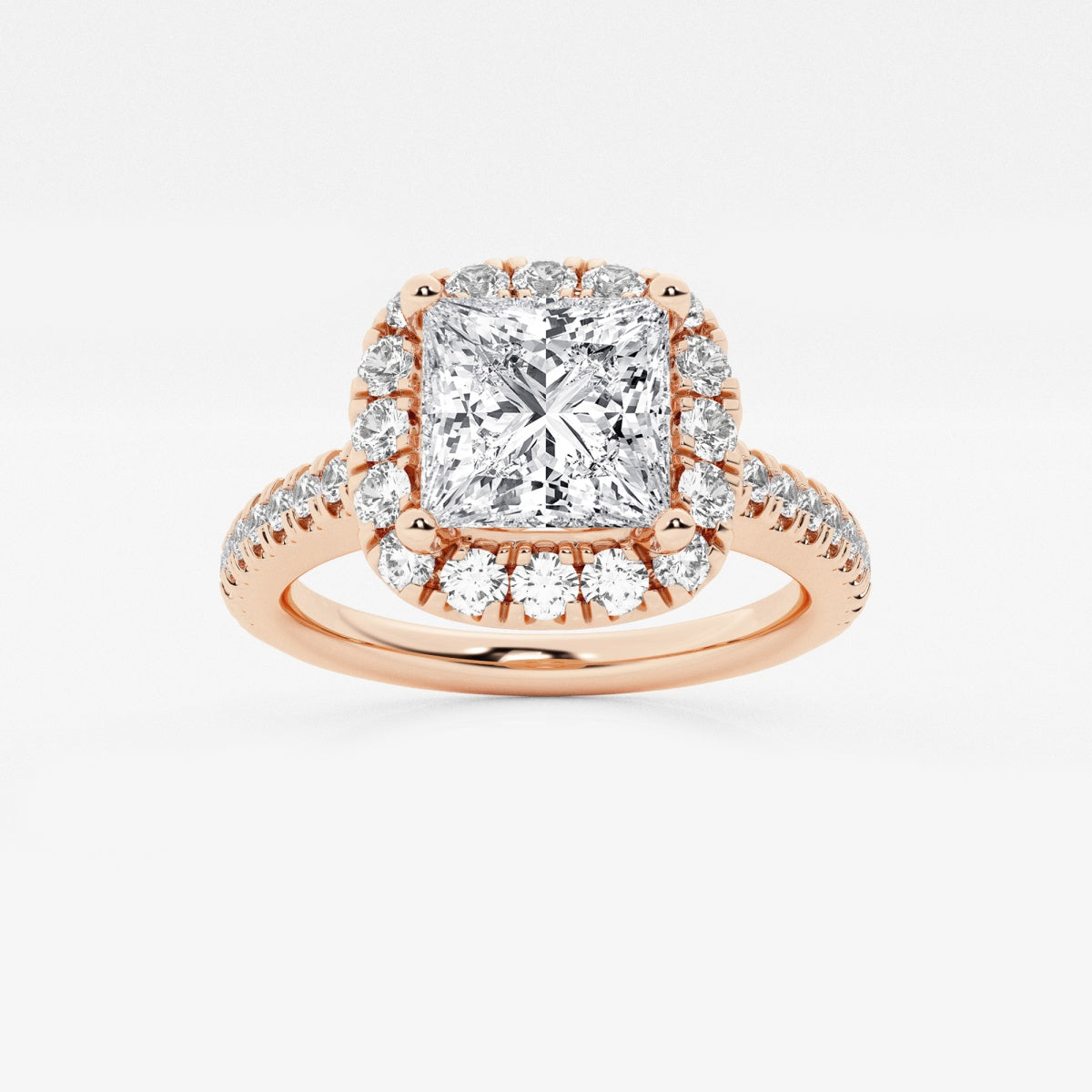 Stella - V-Prong Halo Engagement Ring