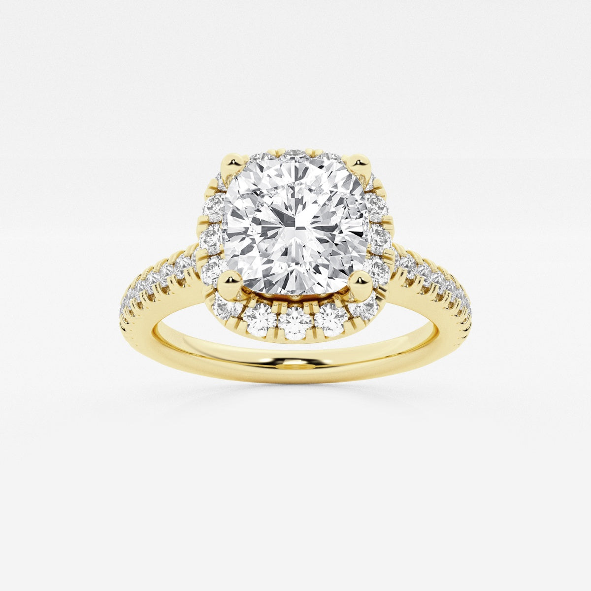 Stella - V-Prong Halo Engagement Ring