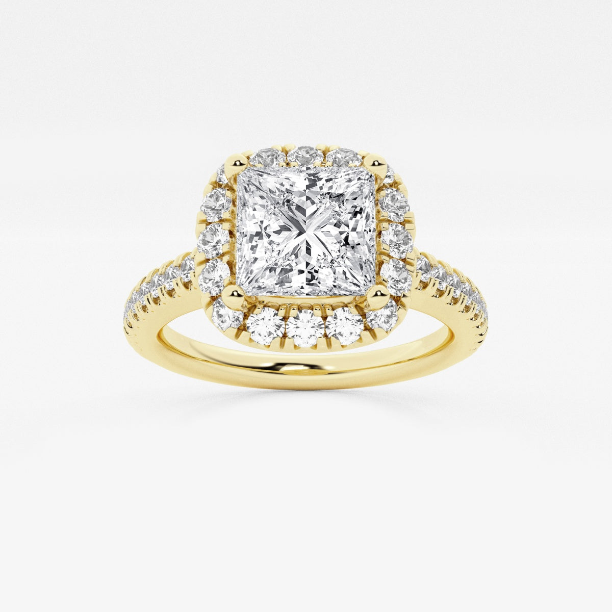 Stella - V-Prong Halo Engagement Ring