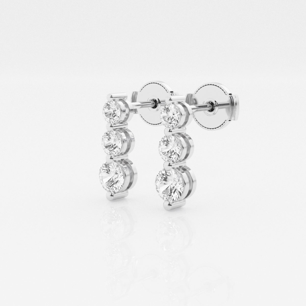 Lab grown diamond earrings in 14K white gold and Round cut diamond with showcasing modern style and ethical brilliance