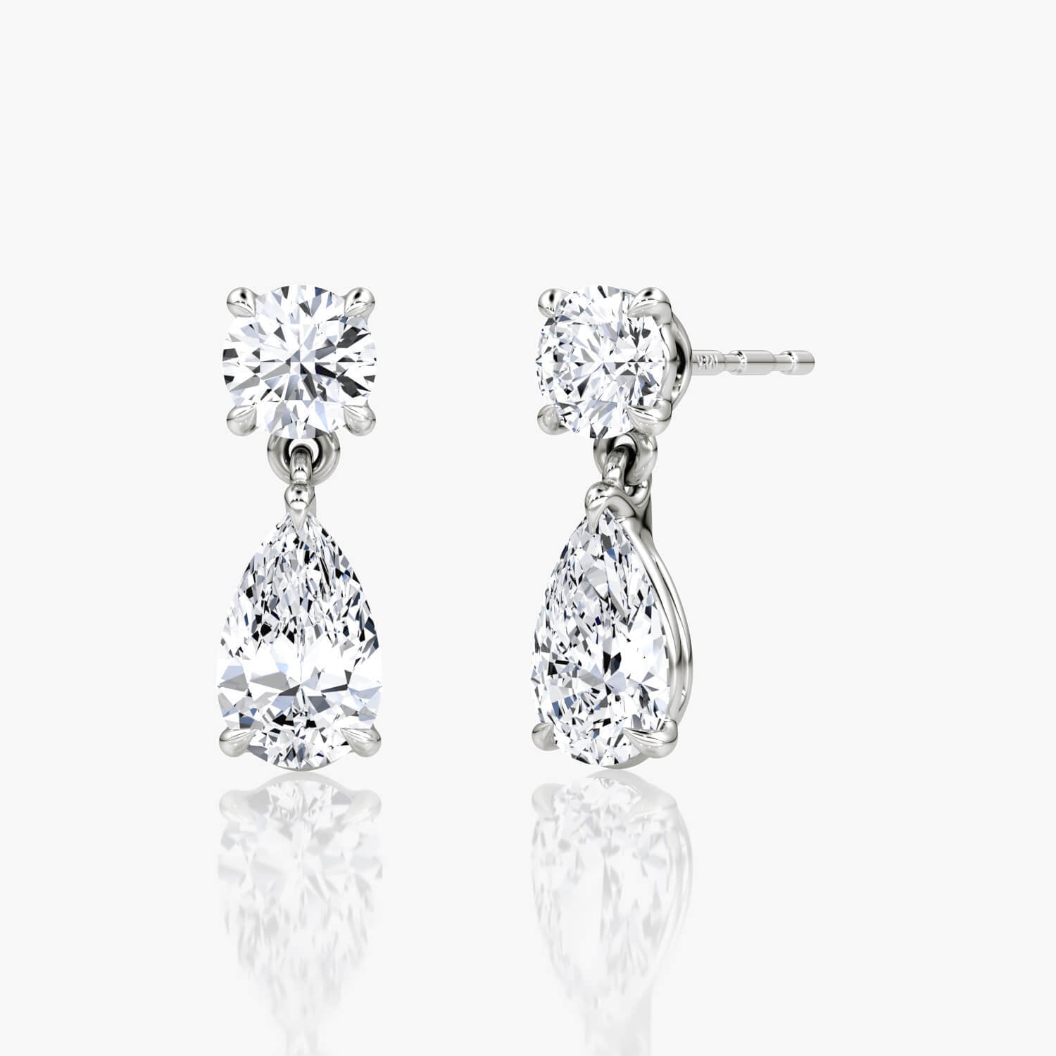 Lab grown diamond fashion earrings in 14K white gold and Round cut diamond with bold design and modern flair