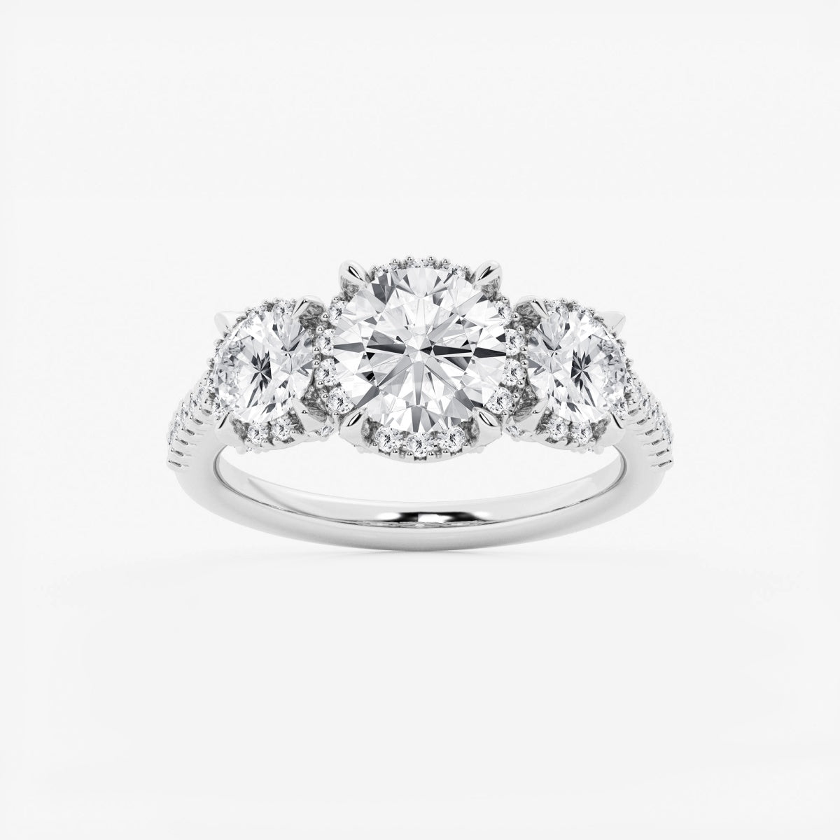 Lab grown diamond rings in 14K white gold and Round cut diamond with elegant design and sustainable sparkle