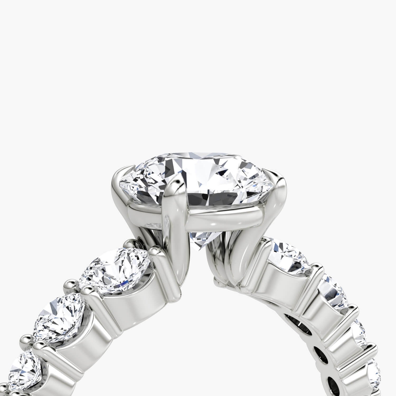 Lab grown diamond engagement ring in 14K white gold and Round cut diamond with elegant design and brilliant sparkle