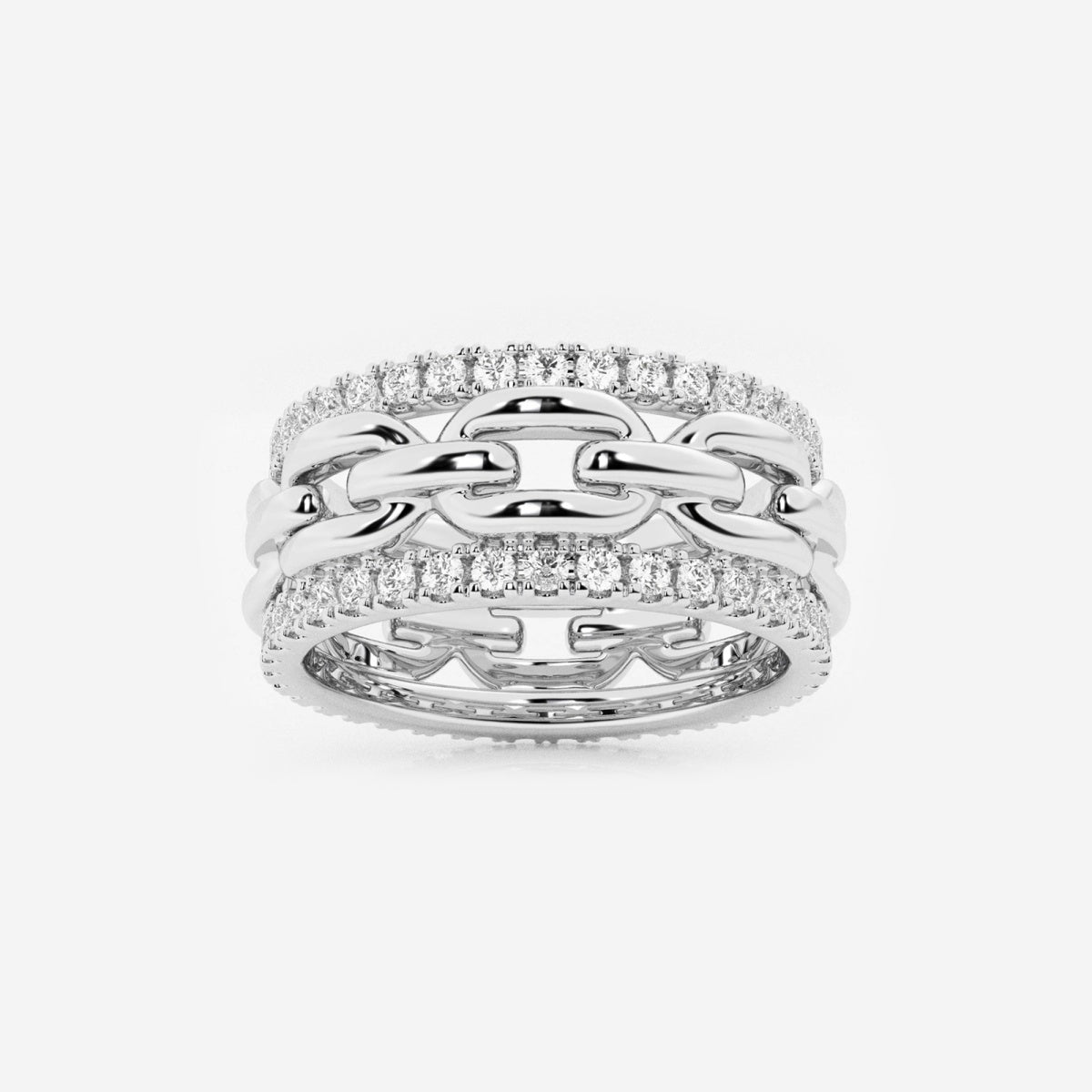 Lab grown diamond fashion rings in 14K white gold and Round cut diamond with modern design and chic sparkle