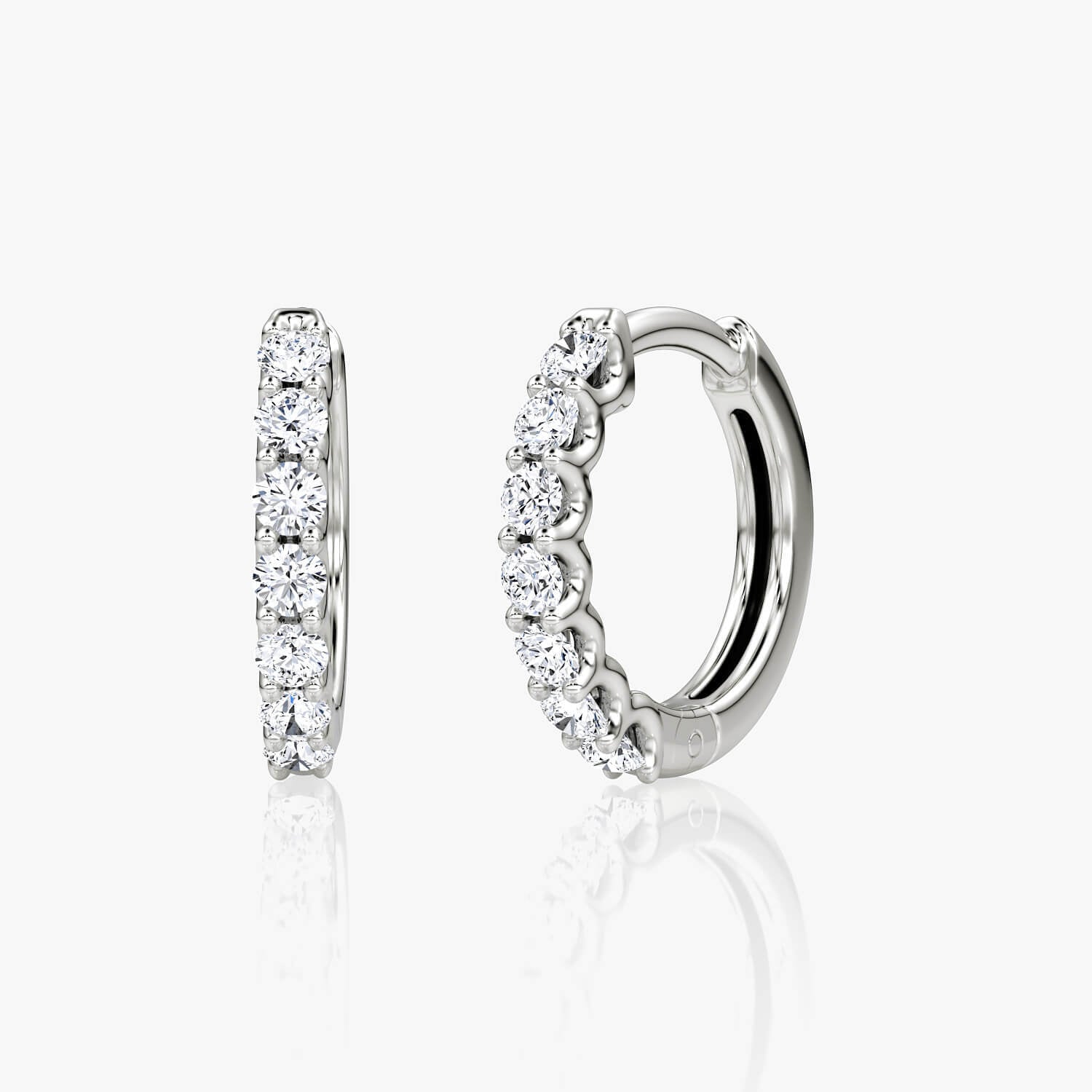 Lab grown diamond hoop earrings in 14K white gold and Round cut diamond with bold sparkle and sustainable design