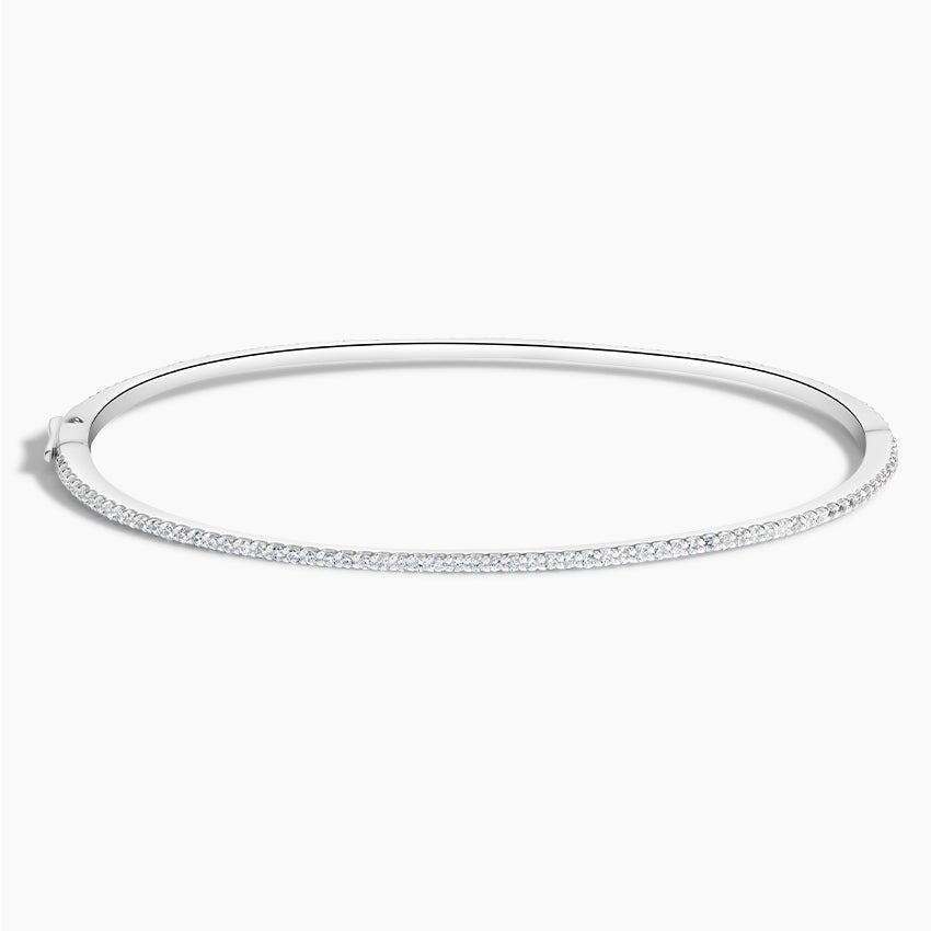 Lab grown diamond bangle bracelet in 14K white gold and Round cut diamond with featuring sleek design and ethical brilliance