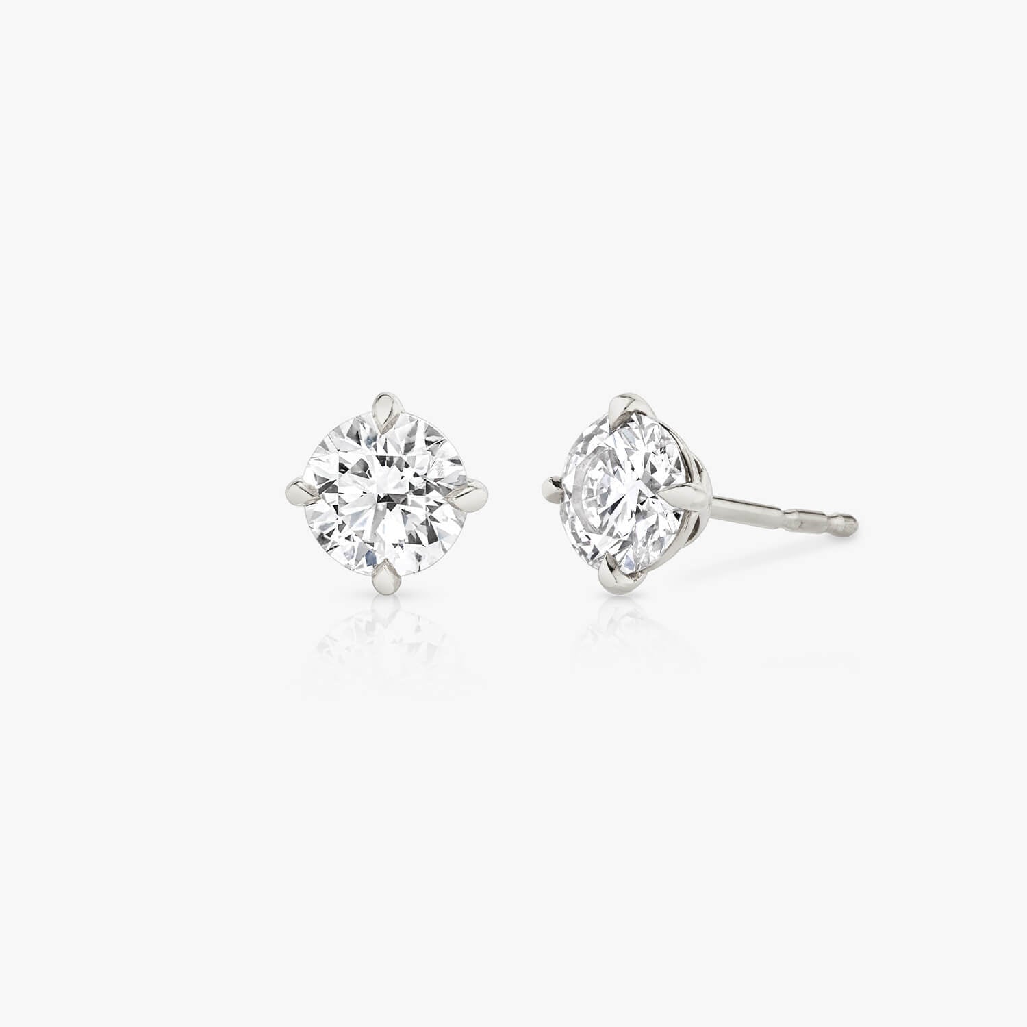 Lab grown diamond stud earrings in 14K white gold and Round cut diamond with showcasing classic brilliance and sustainable elegance