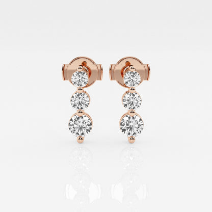 Adeline - Cascading Three-Stone Elegance Earrings