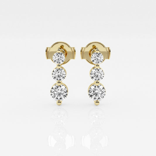 Adeline - Cascading Three-Stone Elegance Earrings