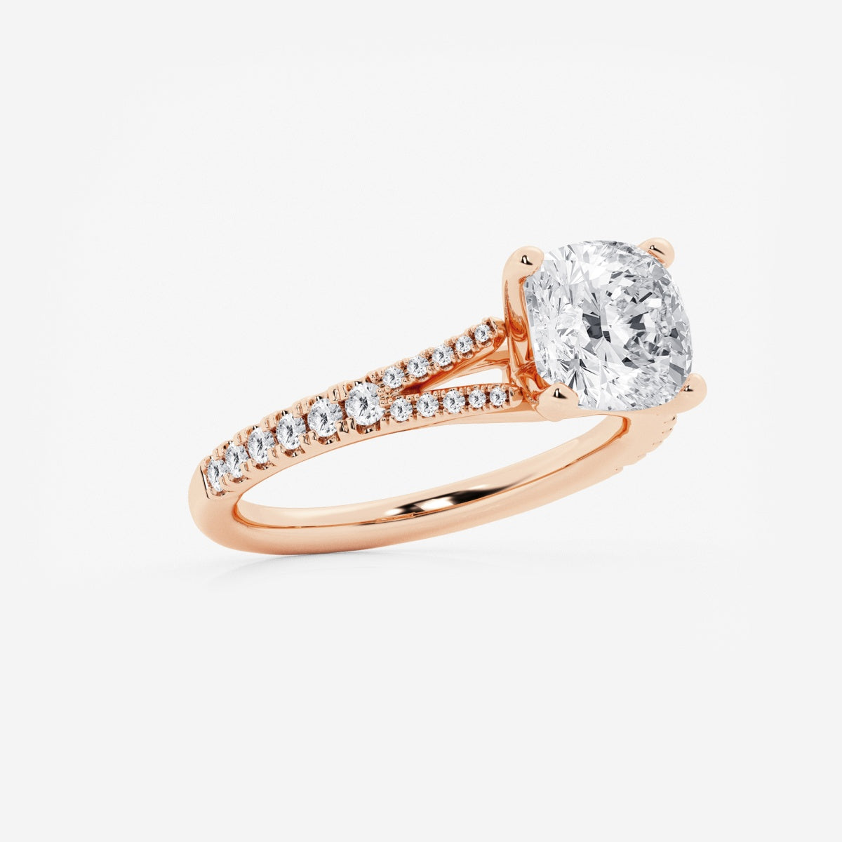 Amelia - Split Shank Side Stones Engagement Ring