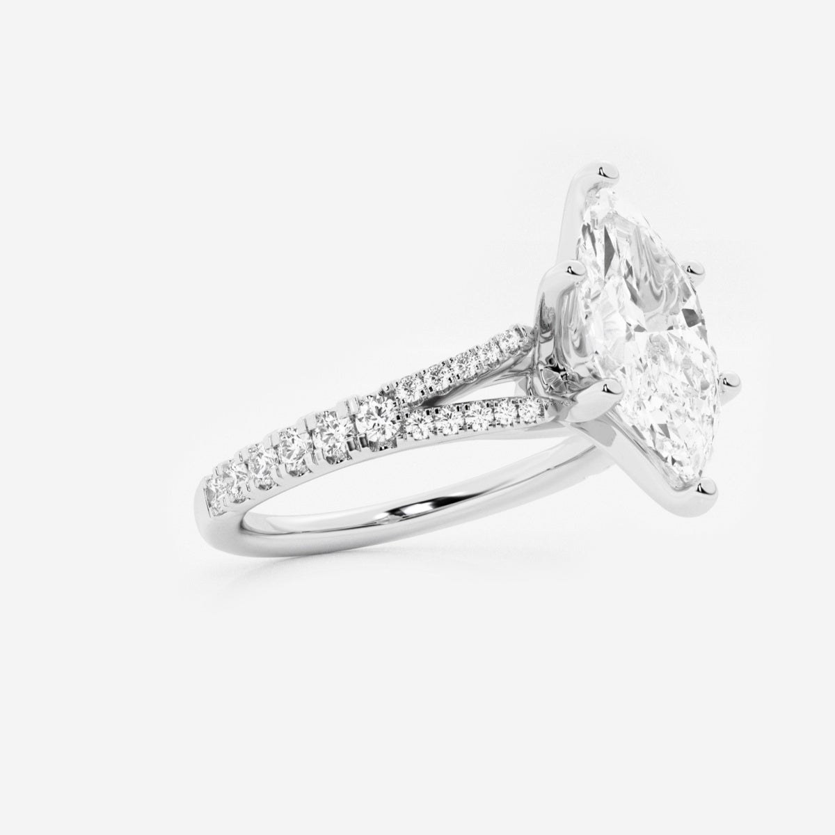 Amelia - Split Shank Side Stones Engagement Ring