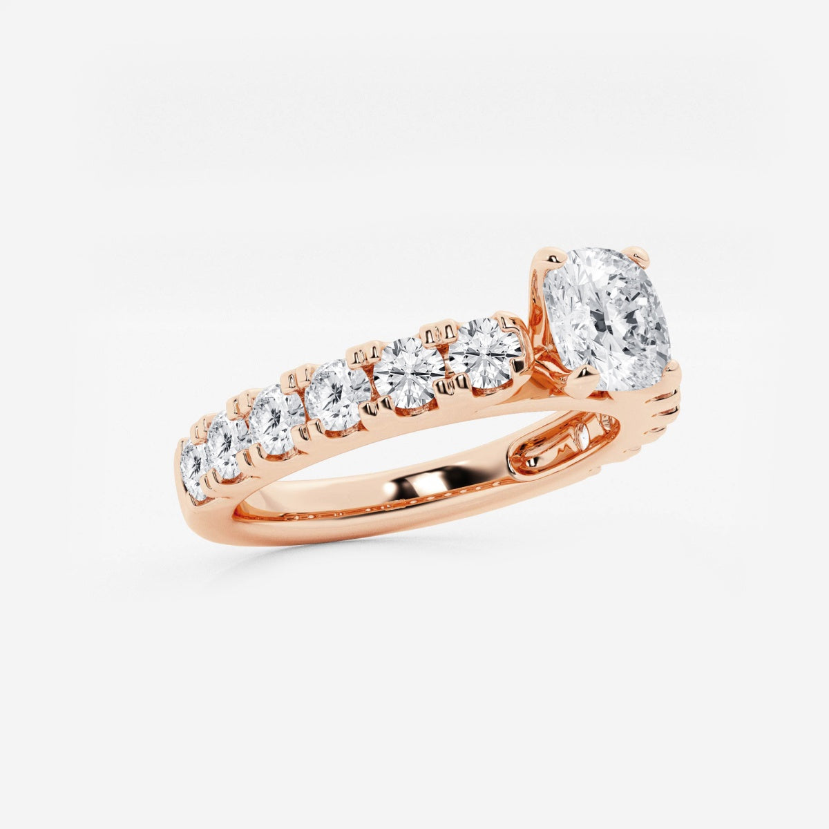 Aurora - Split Prong Side Stones Engagement Ring