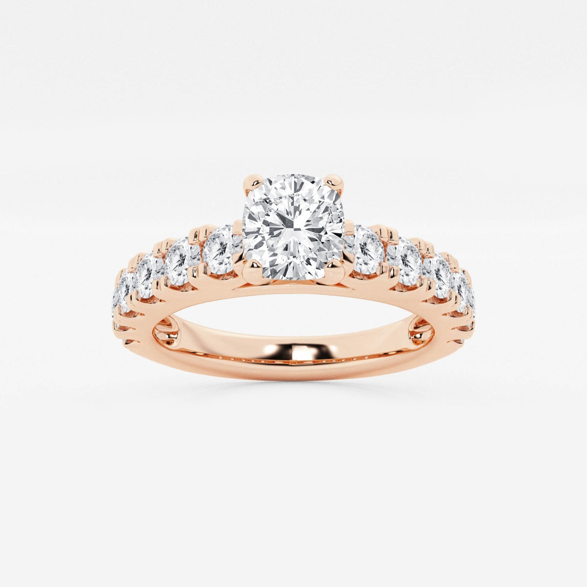 Aurora - Split Prong Side Stones Engagement Ring