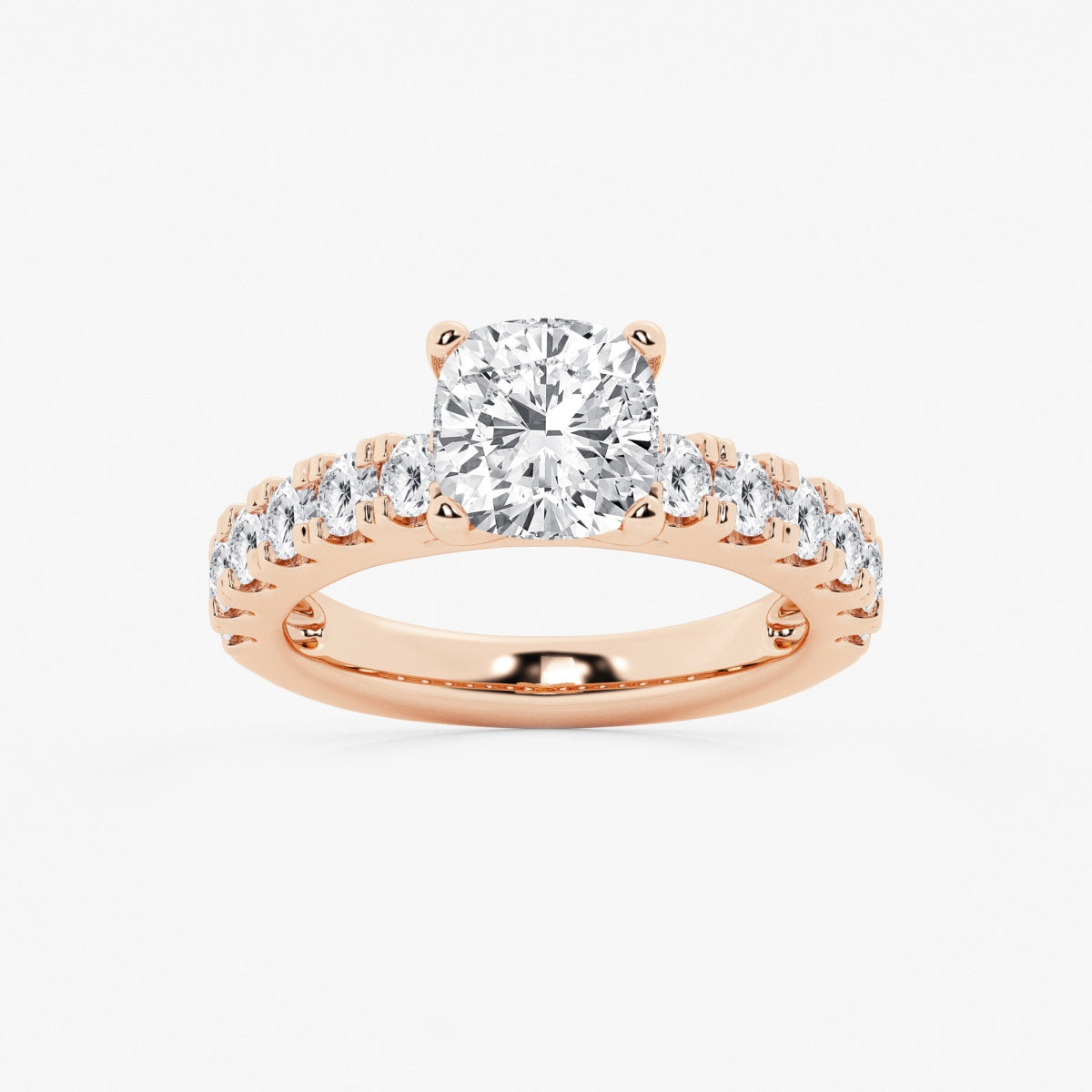 Aurora - Split Prong Side Stones Engagement Ring