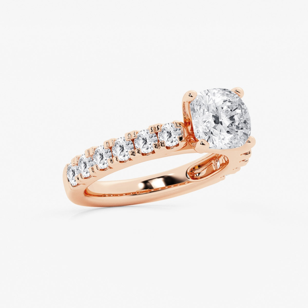 Aurora - Split Prong Side Stones Engagement Ring