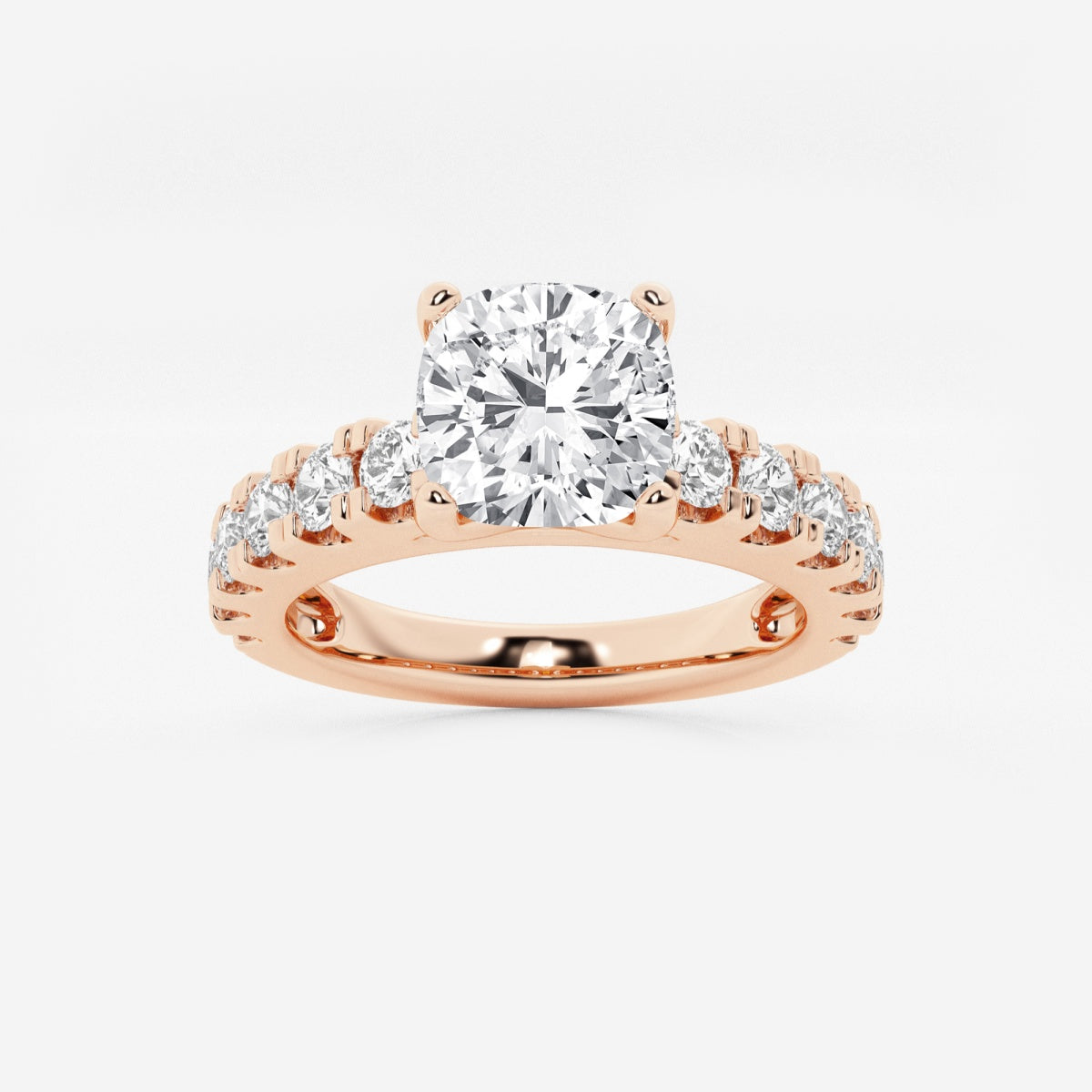 Aurora - Split Prong Side Stones Engagement Ring