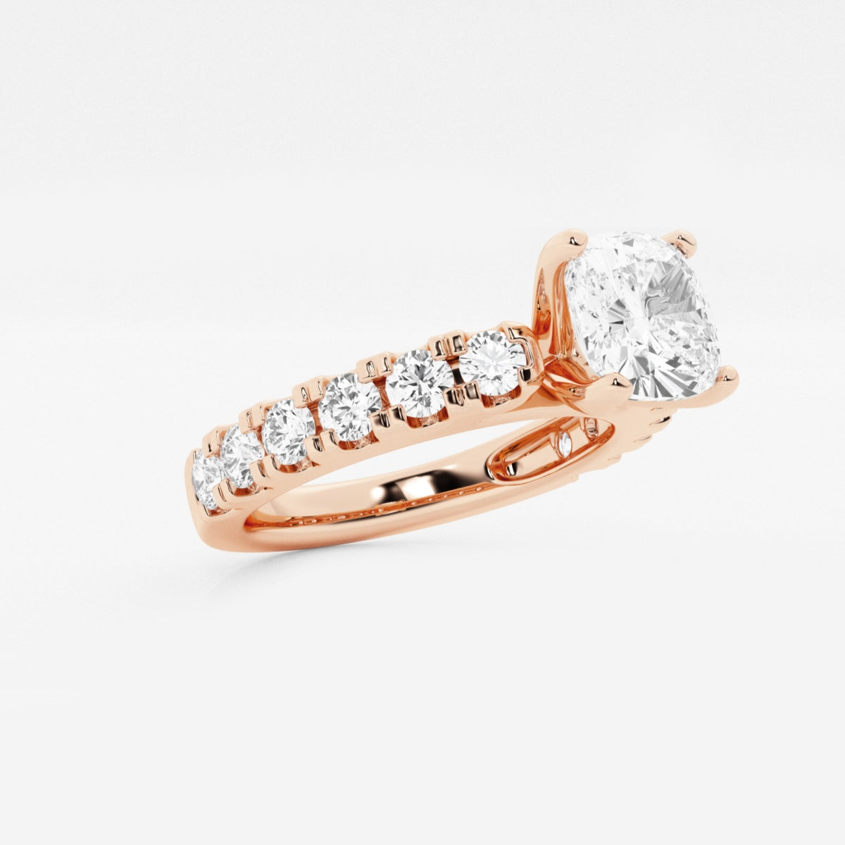 Aurora - Split Prong Side Stones Engagement Ring