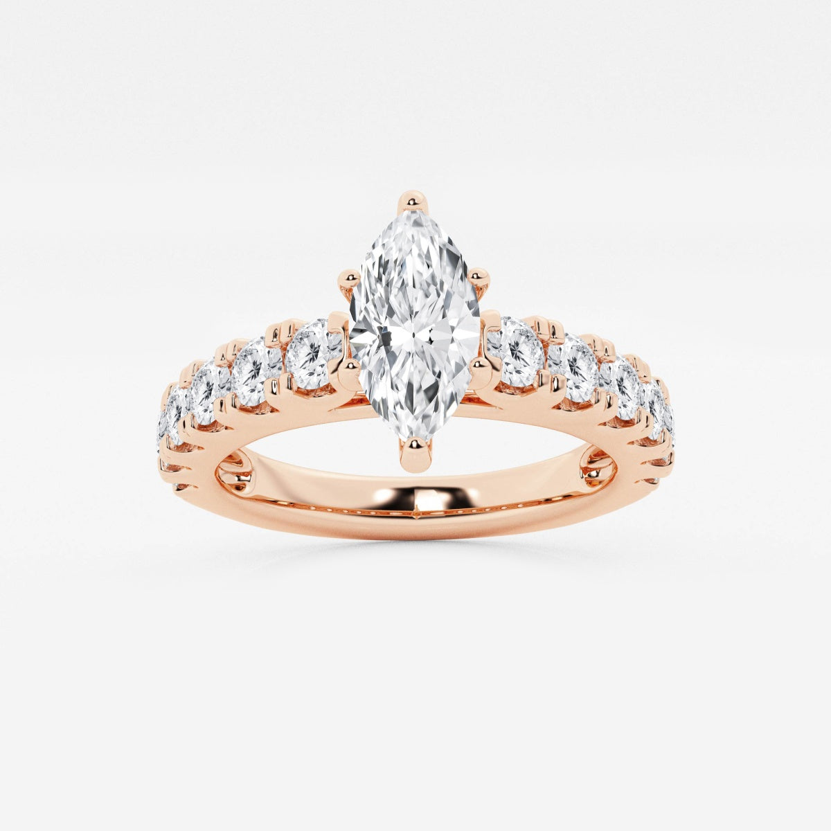 Aurora - Split Prong Side Stones Engagement Ring