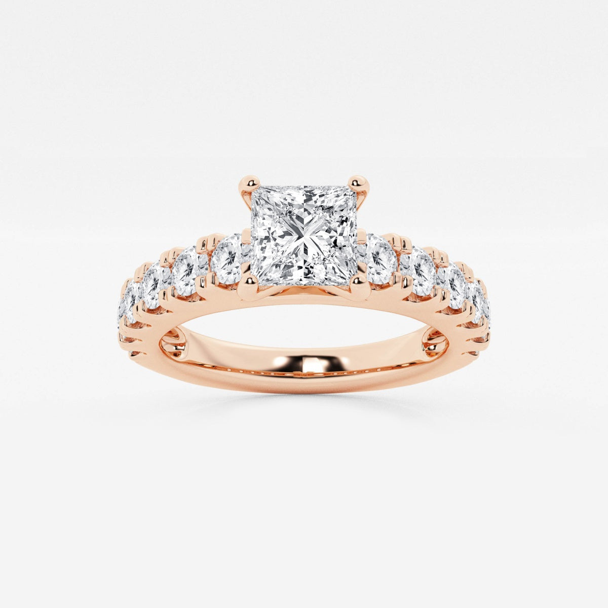 Aurora - Split Prong Side Stones Engagement Ring