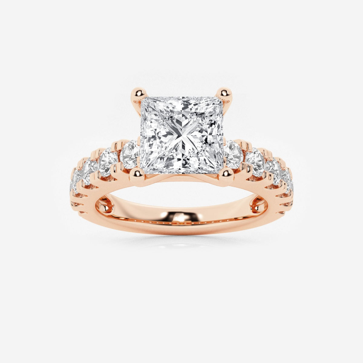 Aurora - Split Prong Side Stones Engagement Ring