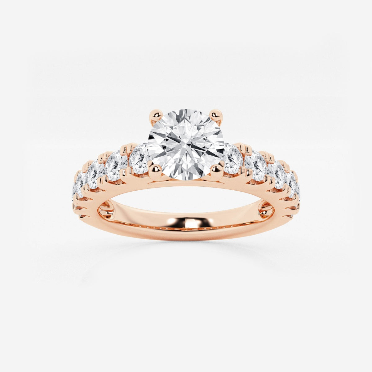 Aurora - Split Prong Side Stones Engagement Ring