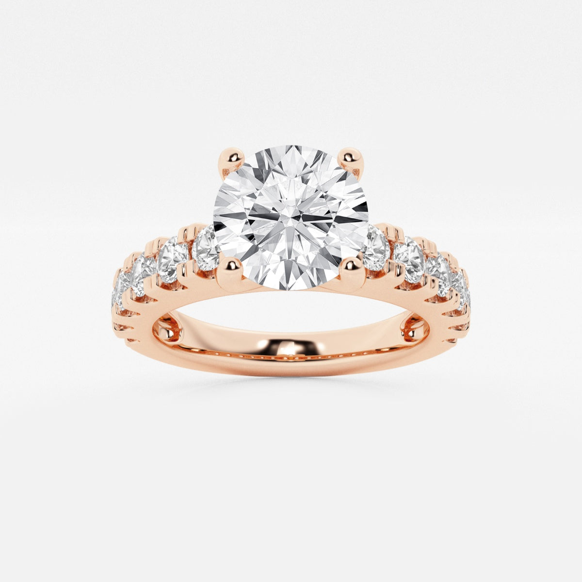 Aurora - Split Prong Side Stones Engagement Ring