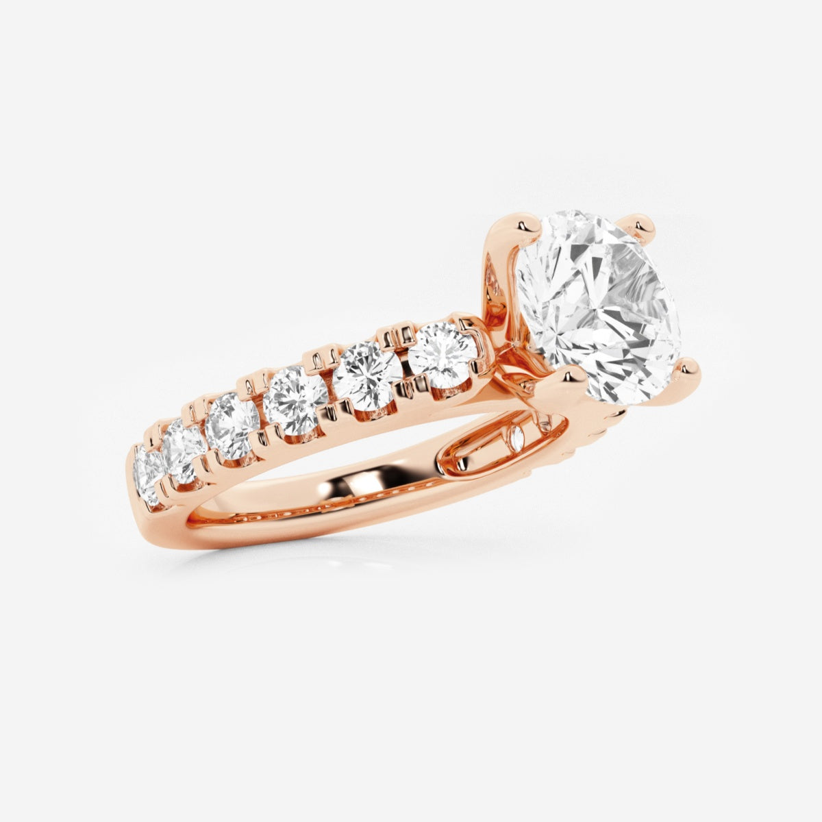 Aurora - Split Prong Side Stones Engagement Ring