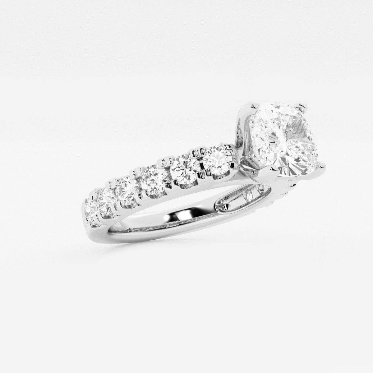 Aurora - Split Prong Side Stones Engagement Ring