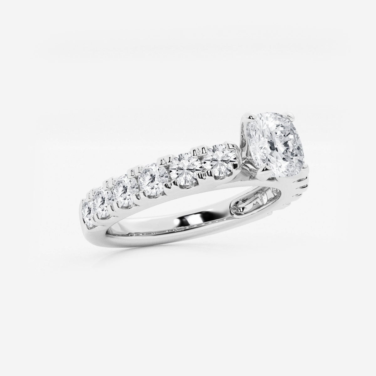 Aurora - Split Prong Side Stones Engagement Ring