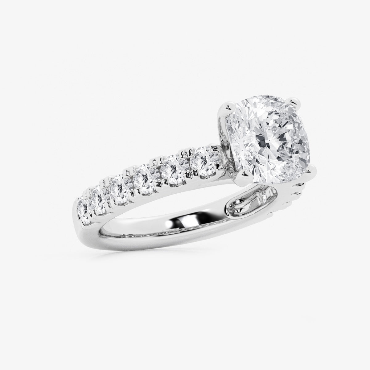 Aurora - Split Prong Side Stones Engagement Ring