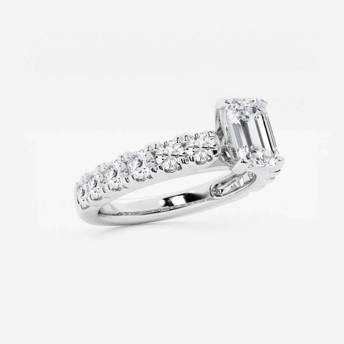 Aurora - Split Prong Side Stones Engagement Ring