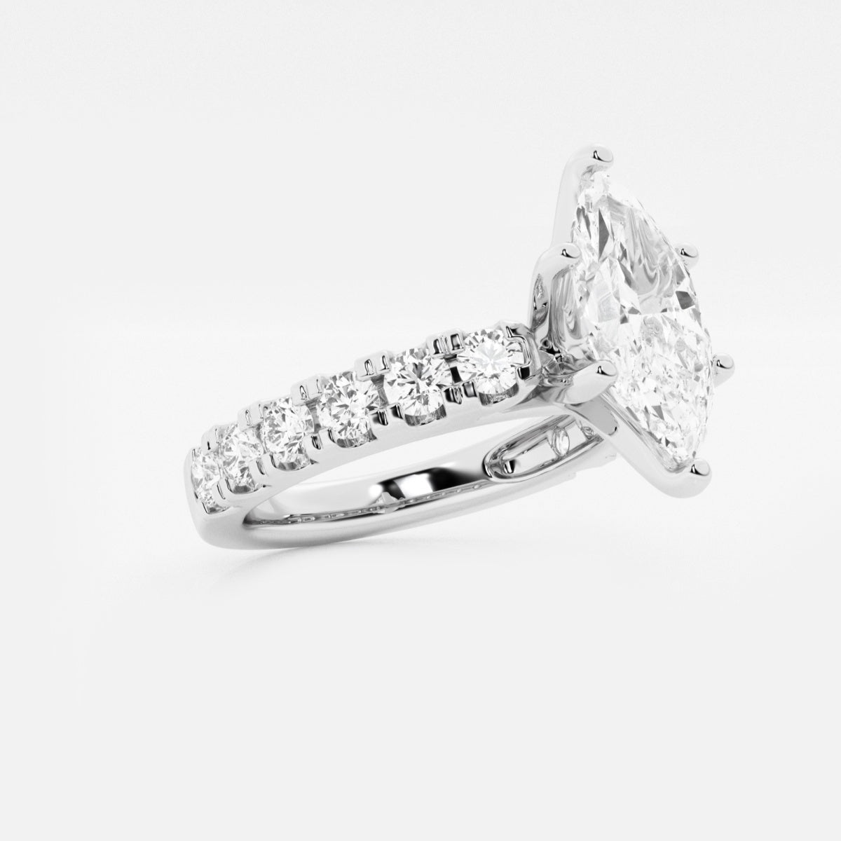 Aurora - Split Prong Side Stones Engagement Ring