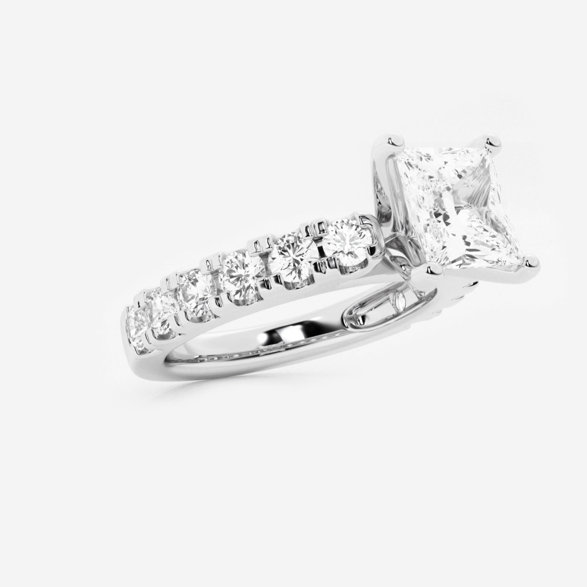 Aurora - Split Prong Side Stones Engagement Ring