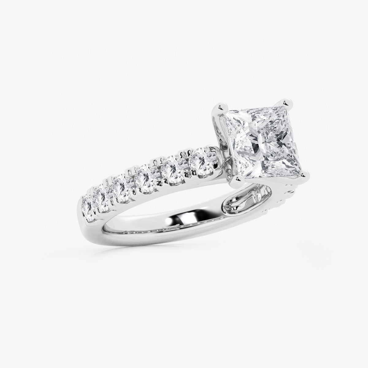 Aurora - Split Prong Side Stones Engagement Ring