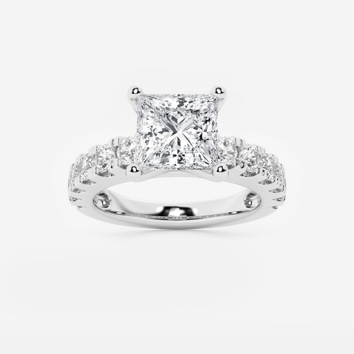 Aurora - Split Prong Side Stones Engagement Ring