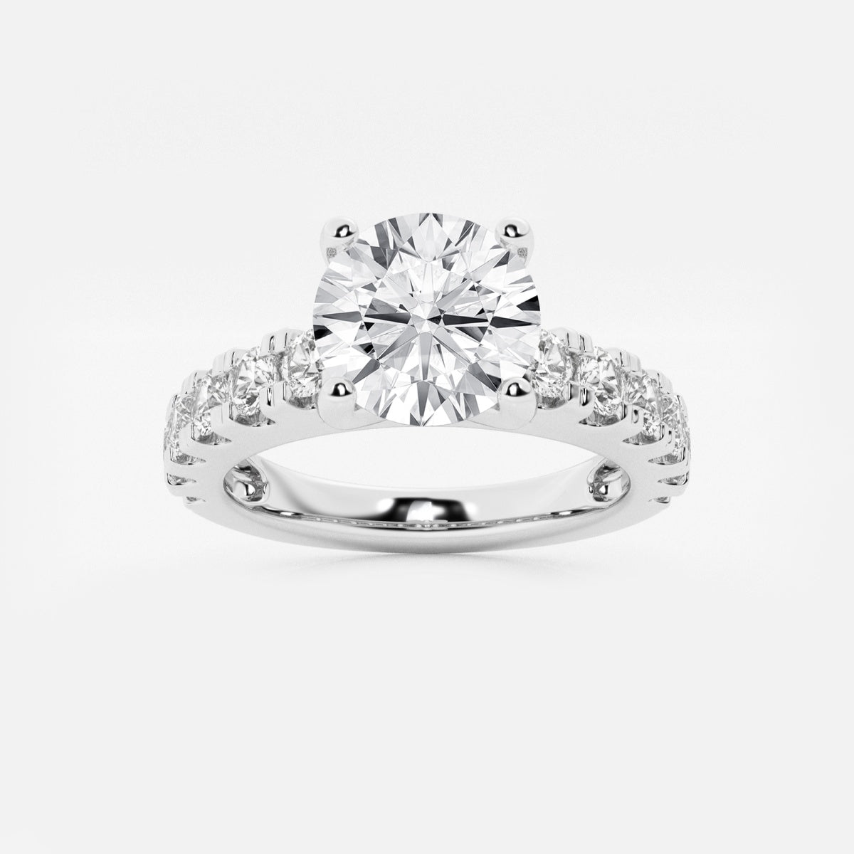 Aurora - Split Prong Side Stones Engagement Ring