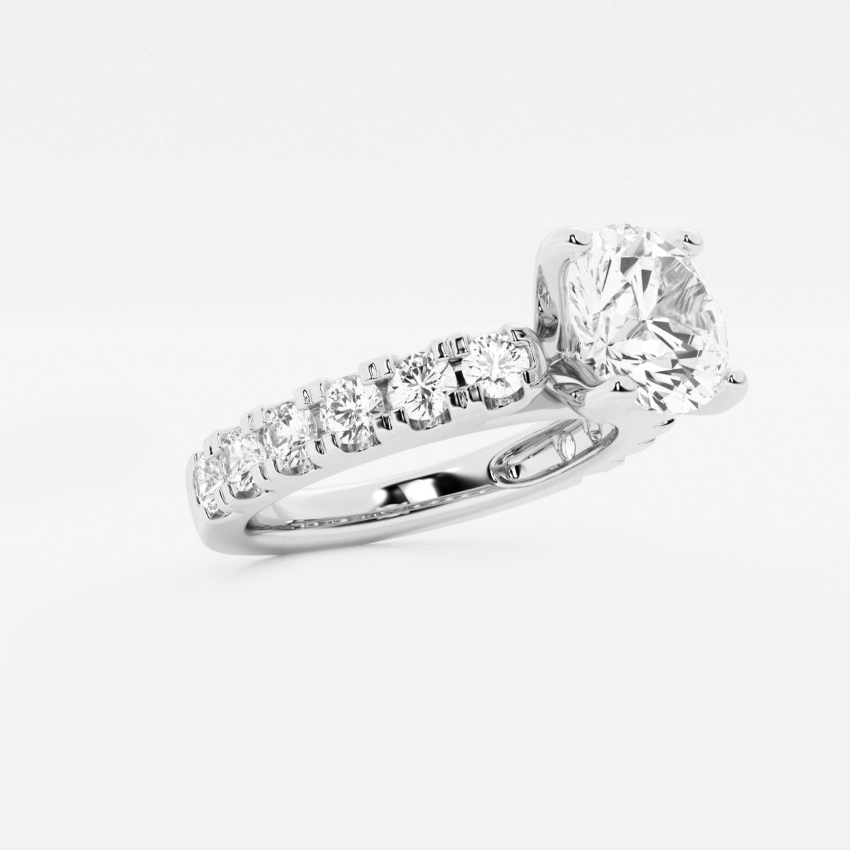 Aurora - Split Prong Side Stones Engagement Ring