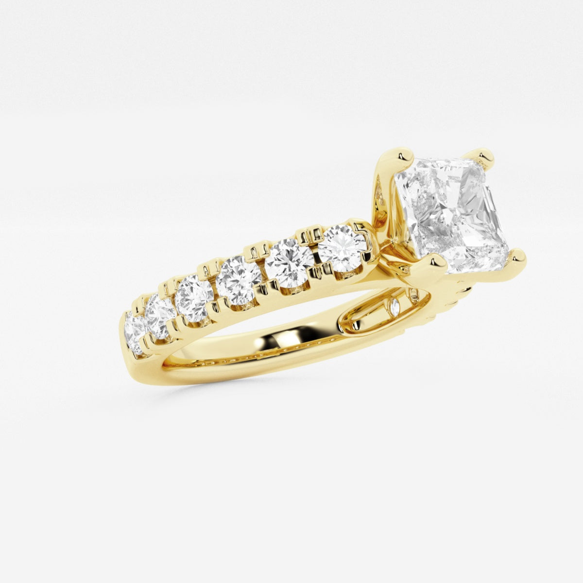 Aurora - Split Prong Side Stones Engagement Ring