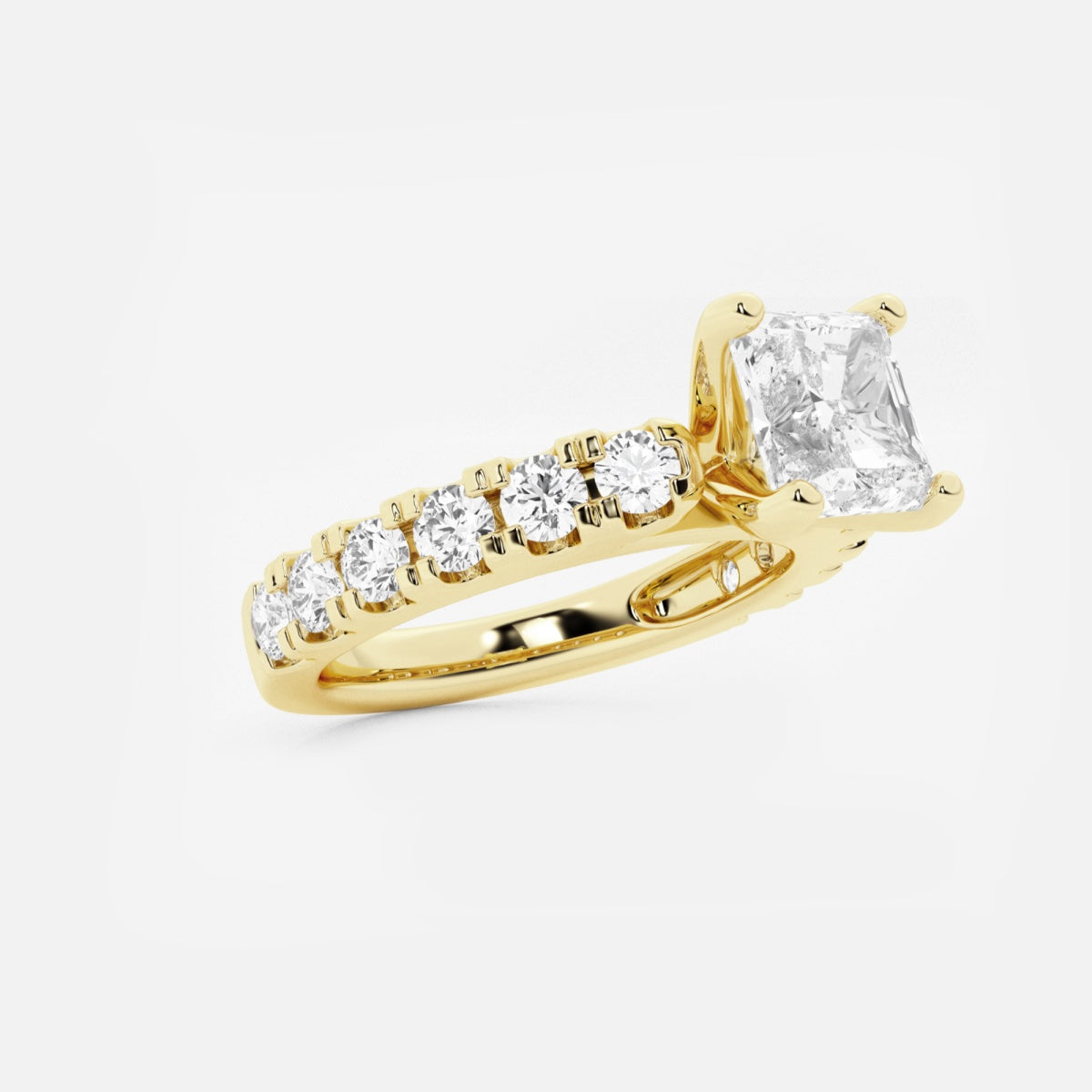 Aurora - Split Prong Side Stones Engagement Ring