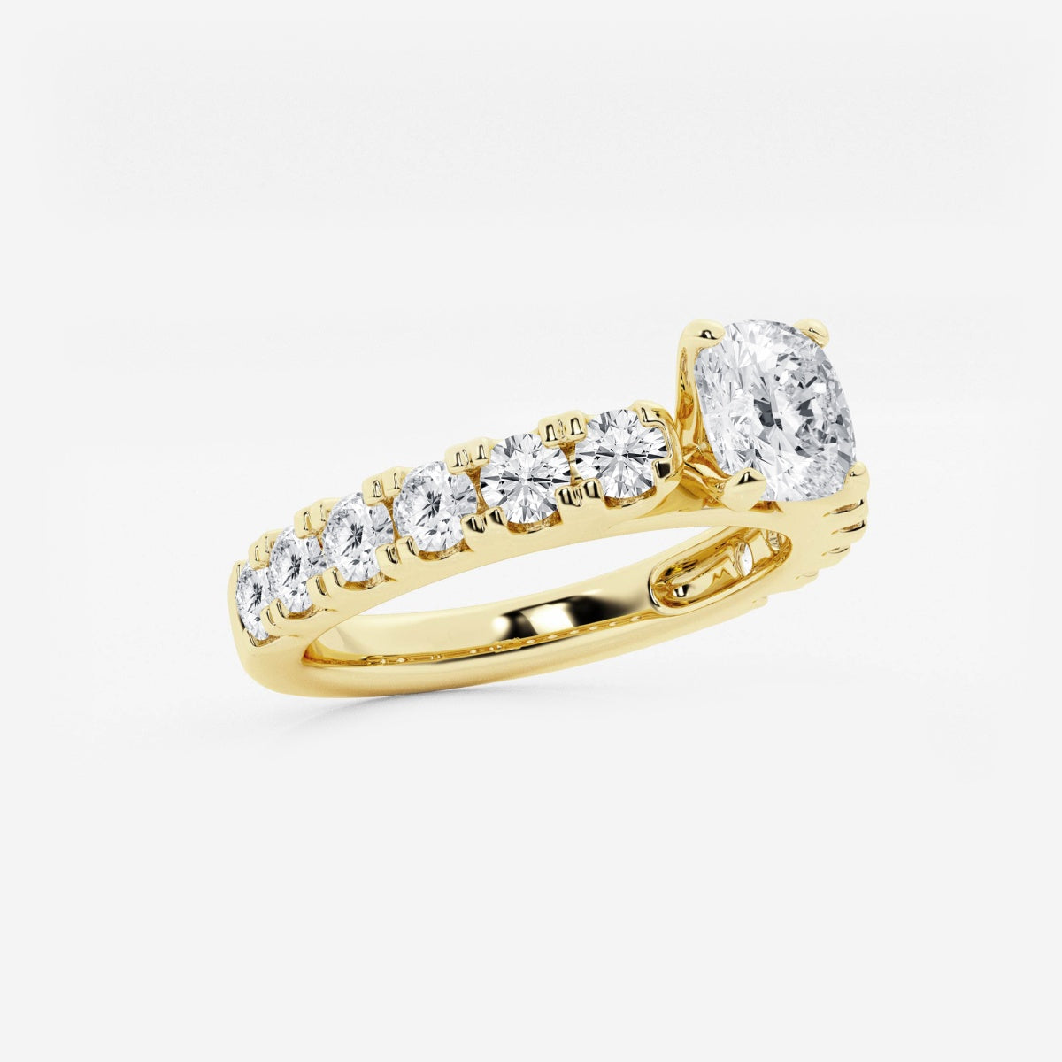 Aurora - Split Prong Side Stones Engagement Ring