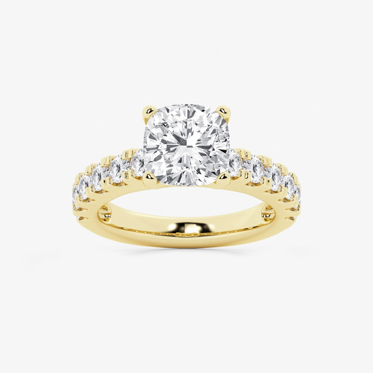 Aurora - Split Prong Side Stones Engagement Ring