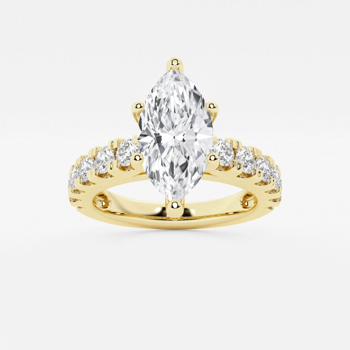 Aurora - Split Prong Side Stones Engagement Ring