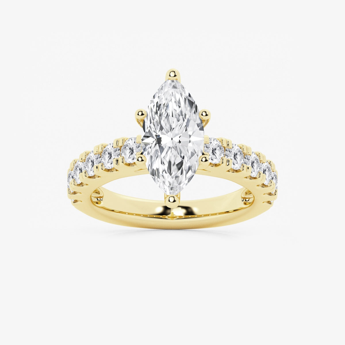 Aurora - Split Prong Side Stones Engagement Ring