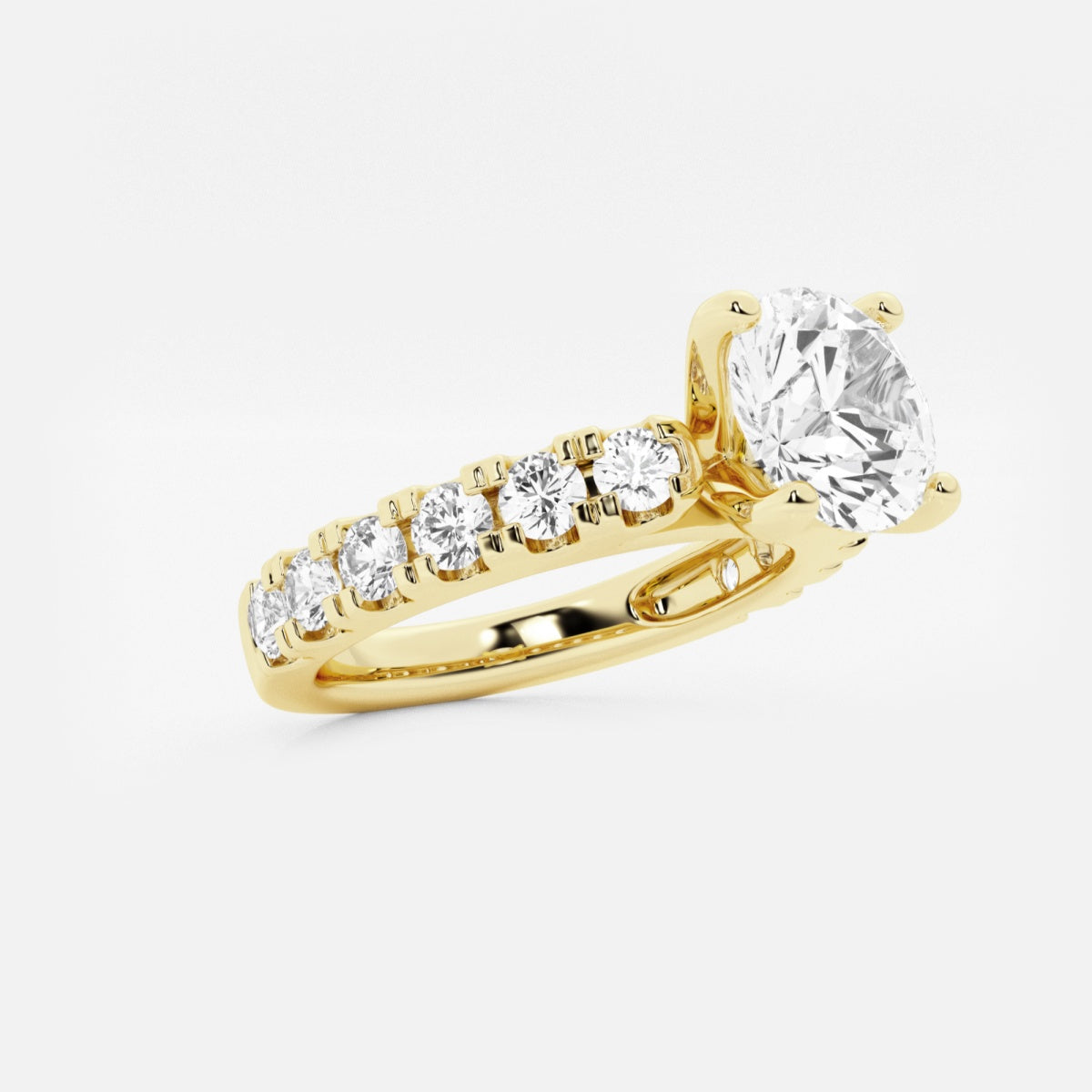 Aurora - Split Prong Side Stones Engagement Ring