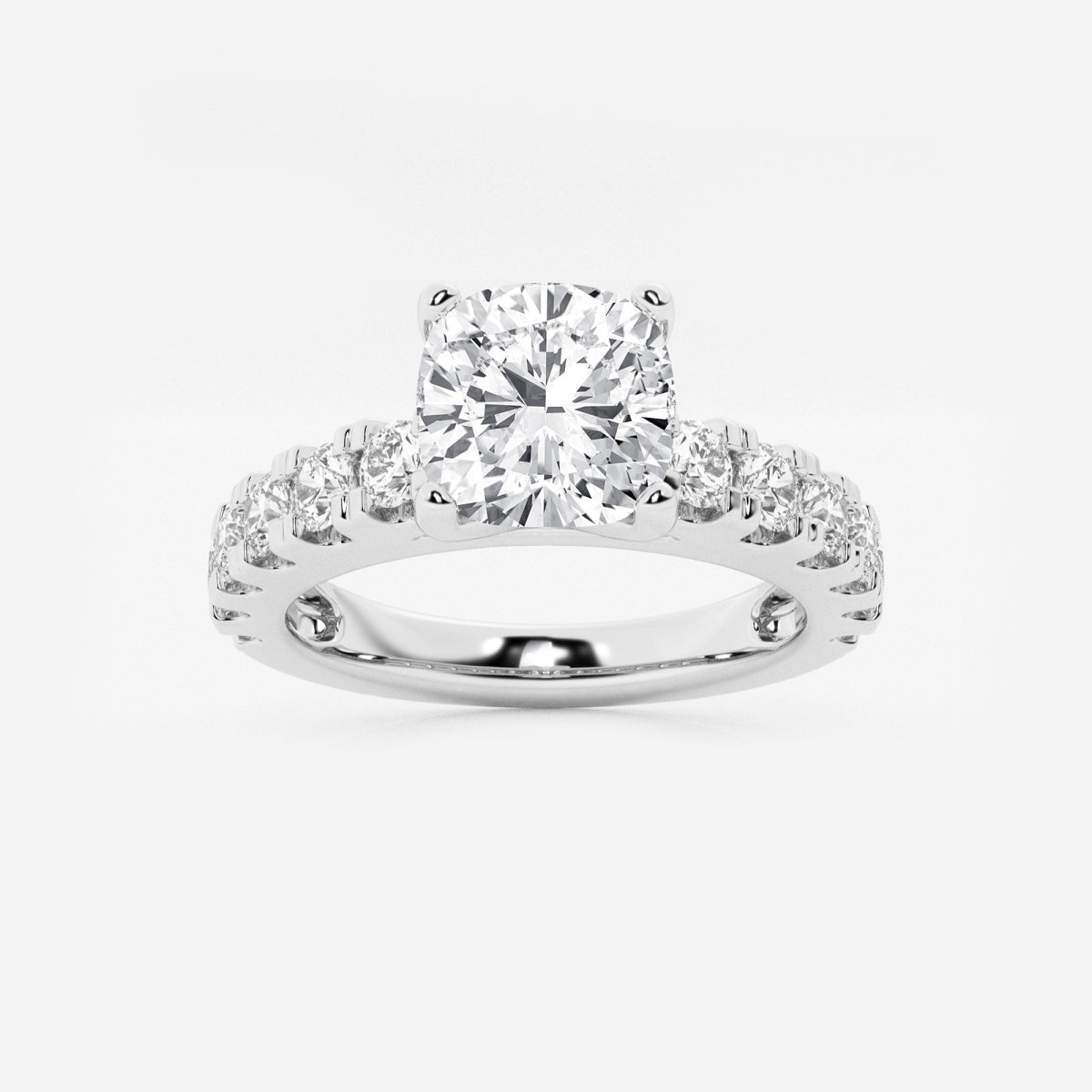 Aurora - Split Prong Side Stones Engagement Ring