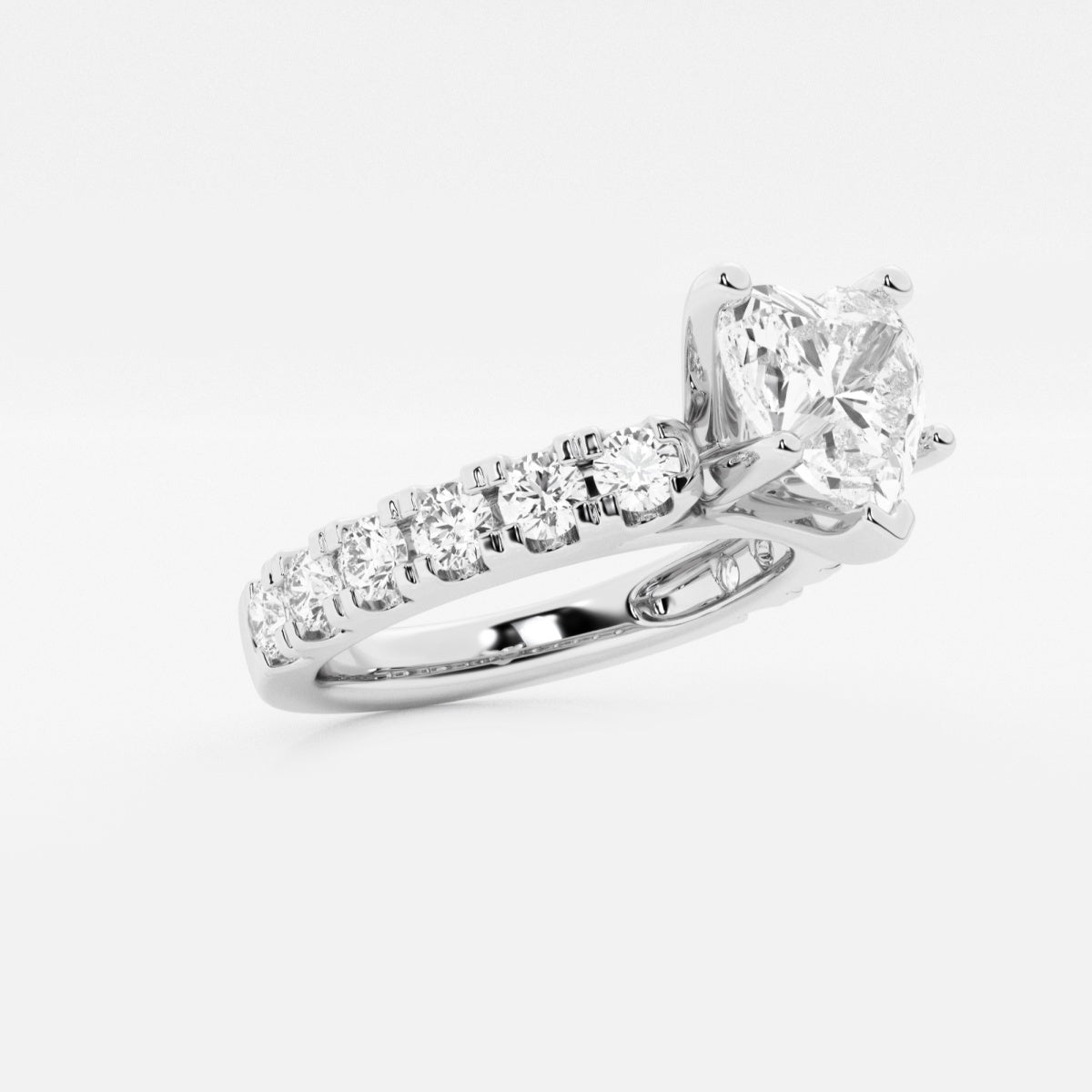 Aurora - Split Prong Side Stones Engagement Ring