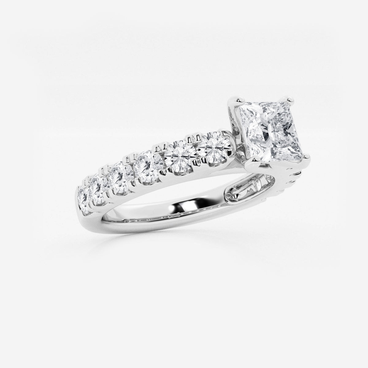 Aurora - Split Prong Side Stones Engagement Ring